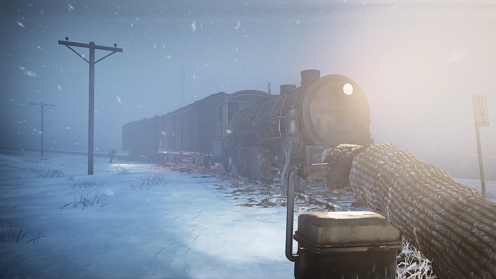 Frostrail locomotive in a blizzard
